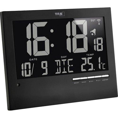 TFA Dostmann 60.4508 radijski zidni sat 185 mm x 230 mm x 31 mm crna Cijene