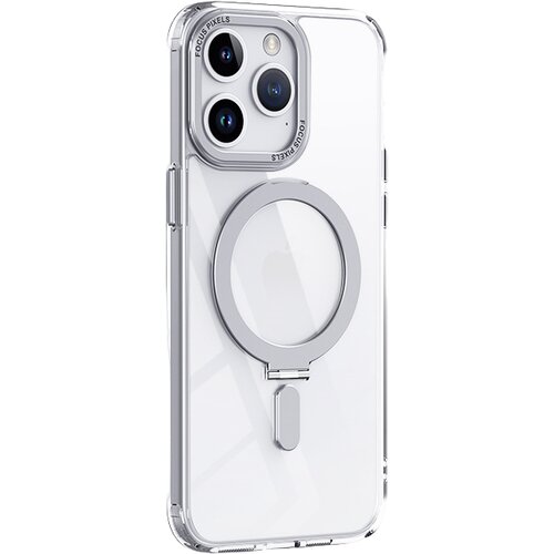 INF Magnetna torbica za telefon z nevidnim stojalom, združljiva z MagSafe Silver iPhone 15 Pro Max, (21373539) Slike