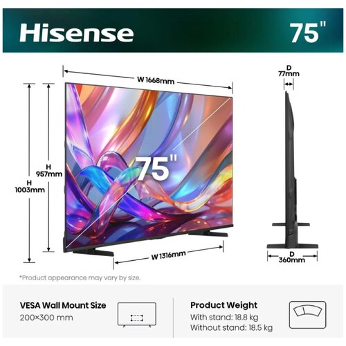 Hisense 75 inča 75E7S Hi-QLED 4K UHD Smart TV Cene