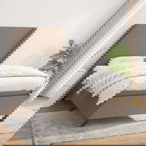  Box spring postelja z vzmetnico taupe 80x200 cm blago Cene