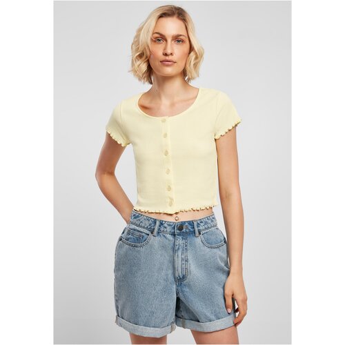 UC Ladies Women&amp;#039;s T-shirt with buttons and ribs in soft yellow color Slike