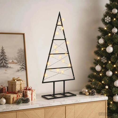  Metalna božićna jelka KUOPIO 60 cm Topla bijela - 60 cm Crna s LED svjetlima Slike
