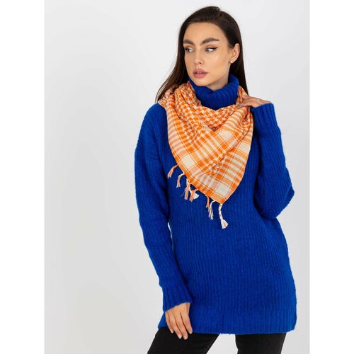 Fashion Hunters Orange and beige scarf with fringes Slike