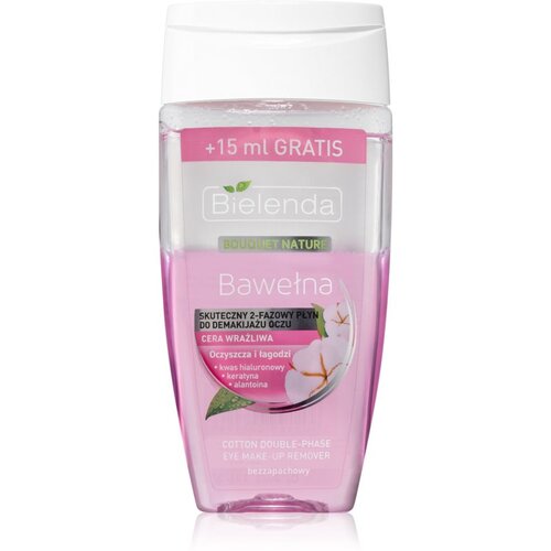 Bielenda Cotton dvofazno sredstvo za uklanjanje make-upa za osjetljive oči i jačanje trepavica 140 ml Slike