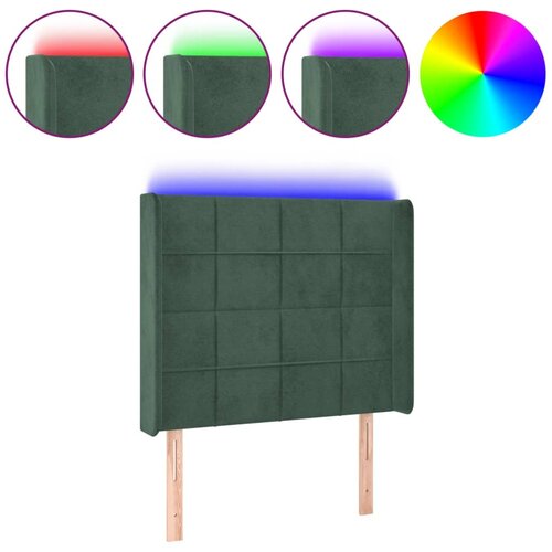 Maison Chic LED Posteljno vzglavje - Vzglavna omarica - Nočna omarica temno zeleno 103x16x118/128 cm žamet, (21709864) Slike