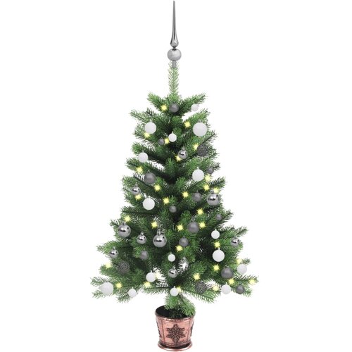 vidaXL umjetno božićno drvce s LED svjetlima i kuglicama 90 cm zeleno Cijene