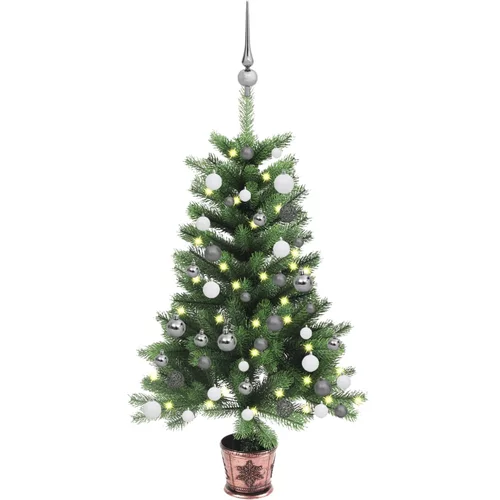 vidaXL umjetno božićno drvce s LED svjetlima i kuglicama 90 cm zeleno