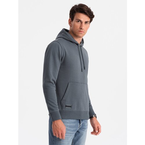 Ombre BASIC men&amp;#039;s cotton kangaroo hooded sweatshirt - graphite Slike