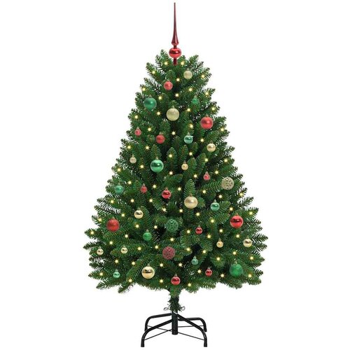 VidaXL Umjetno božićno drvce S LED lampica Zelena 150 cm PVC i metal Slike