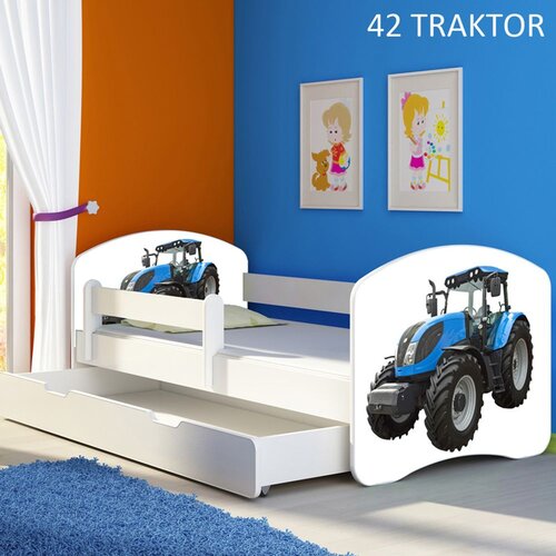 ACMA Dječji krevet s motivom, bočna bijela + ladica 180x80 cm - 42 Traktor Cijene