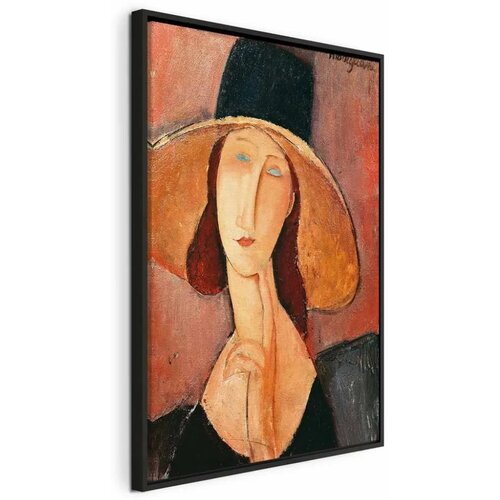  Slika - Amedeo Modigliani &ndash; Portrait of Jeanne Hebuterne in a Large Hat 40x60 U crnom drvenom okviru Cijene