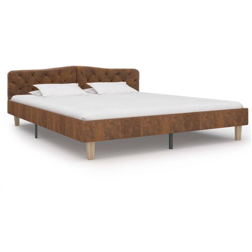 Maison Chic Posteljni okvir - Dvoposteljna postelja - Zakonska postelja rjav iz umetnega semi&amp;scaron; usnja 180x200 cm-J5340, (21764352) Slike