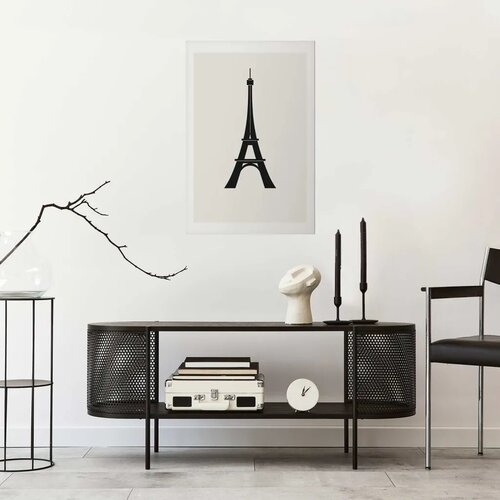 Plakat - Eiffel Tower Simple Black-and-White Graphic 21x30 Bez okvira s margom Slike
