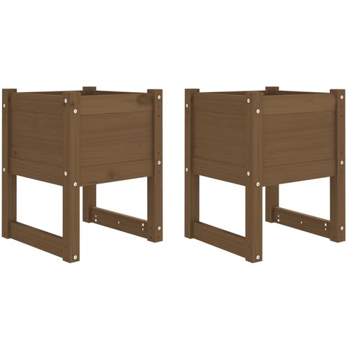 Maison Chic Visoka greda - Greda - Cvetlični Lonec 2 kosa medeno rjava 40x40x52,5 cm trdna borovina, (21789753) Cene