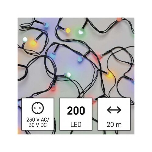 Emos LED božična cherry veriga &amp;ndash; kroglice, 20 m, zunanja in notranja, večbarvna, programi D5AM06 Slike