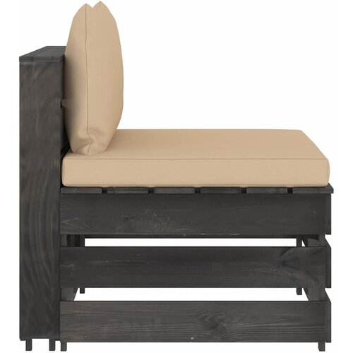  Modularna srednja sofa s jastucima od sivo impregniranog drva Siva Slike