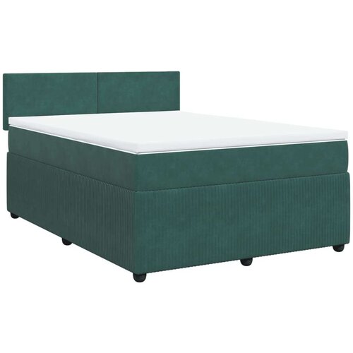 VidaXL Krevet s oprugama i madracem tamnozeleni 140x190 cm bar&amp;scaron;unasti Slike