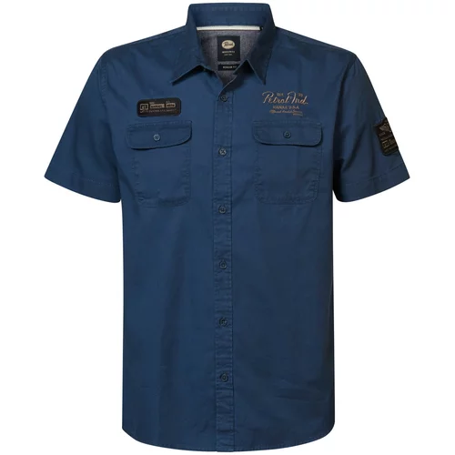 Petrol Industries Košulja mornarsko plava / zeleno smeđa / crna