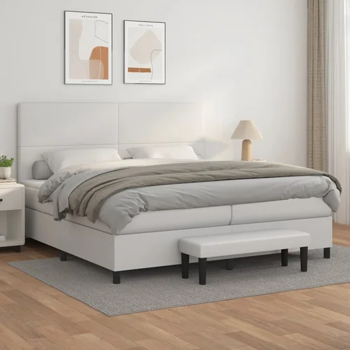 The Living Store Box spring postelja z vzmetnico bela 200x200 cm umetno usnje - Box Spring Postelja, (21520851) The Living Store Box spring postelja z vzmetnico bela 200x200 cm umetno usnje - Box Spring Postelja, (21520851)