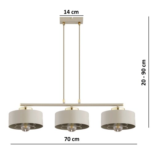  Brilagi - Visilica na sajli 3xE27/60W/230V bež/zlatna Slike