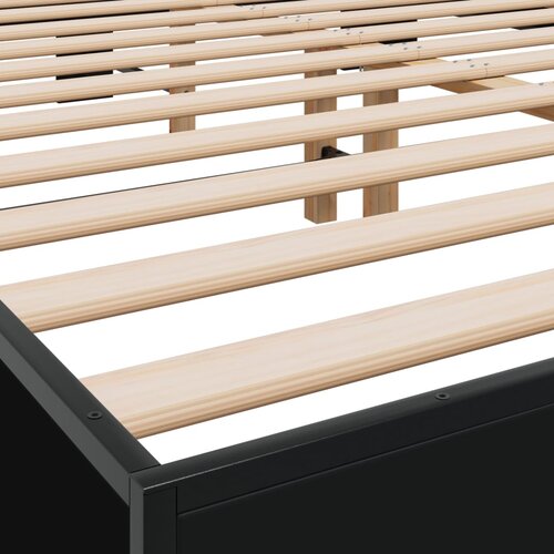  Okvir za krevet crni 150x200 cm konstruirano drvo i metal Slike