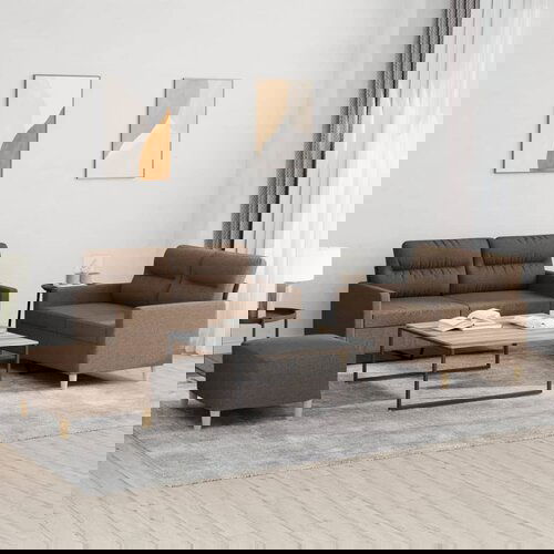 vidaXL Sedežna garnitura z blazinami 3-delna rjavo blago Cene