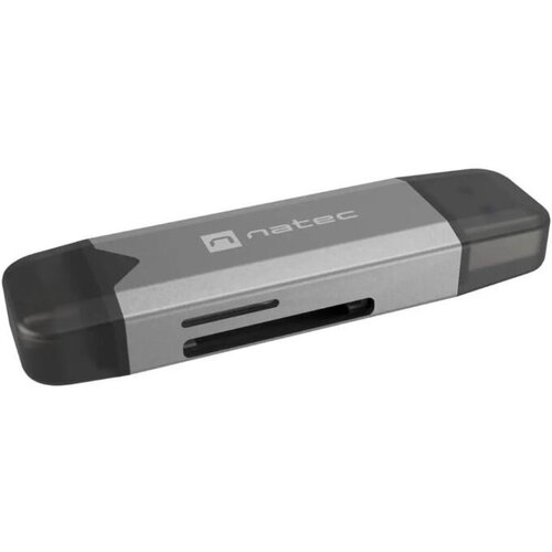Natec SCARAB 3 čitalnik kartic, konektor USB Type-A in USB Type-C, max 2TB, 5 GB/s, branje kartic microSD / SDHC / T-Flash, Plug&Play, črno siv Cene