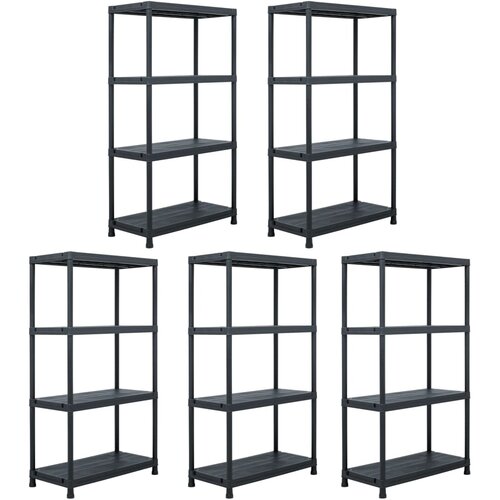 vidaXL Stalci za pohranu 5 kom crni 60 x 30 x 138 cm plastični - 60 x 30 x 138 cm 1 5 Cijene