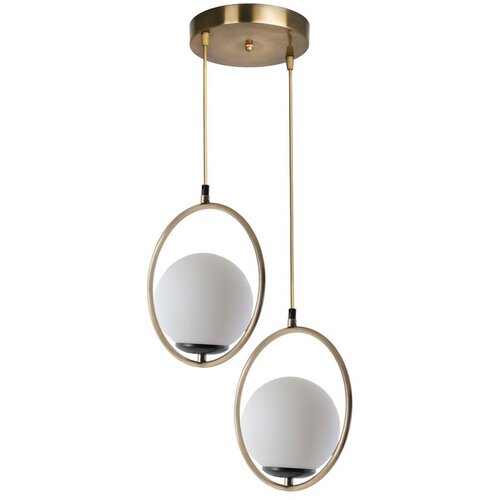 Opviq Ring 2 Li Tepsili Beyaz Camlı Eskitme Sarkıt WhiteCopper Chandelier Slike