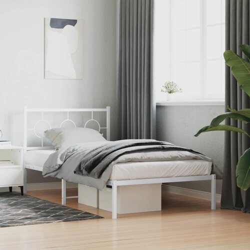  The Living Store Kovinski posteljni okvir z vzglavjem bel 100x200 cm - Posteljni Okvir, (21524326) Slike