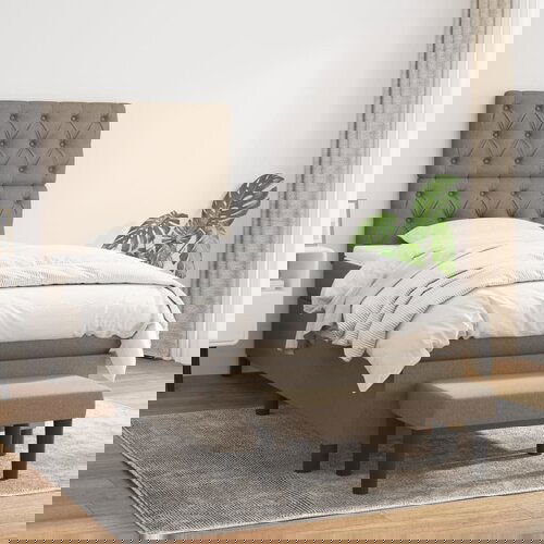 The Living Store Box spring postelja z vzmetnico taupe 80x200 cm blago - Box Spring Postelja, (21513828) Slike
