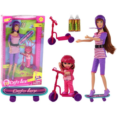  Lucy Doll Set Purple Scooter Skateboard Helmets Cene