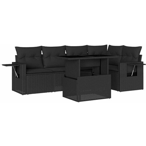 Maison Chic Seti vrtnega pohištva - Vrtna garnitura - Vrtni pohištvo set 6-delna z blazinami črna poli ratan, (21805089) Cene