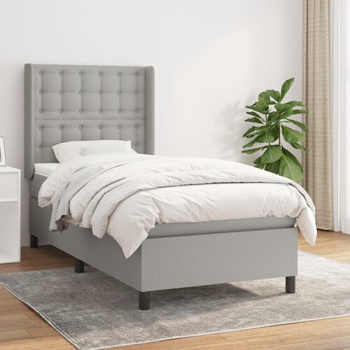 The Living Store Box spring postelja z vzmetnico svetlo siva 80x200 cm blago - Box Spring Postelja, (21515389) Slike