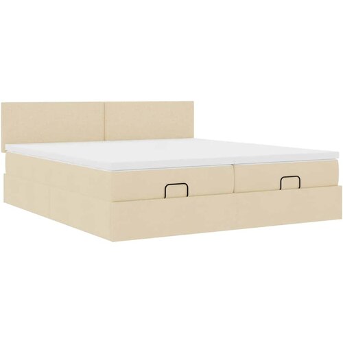 vidaXL Otomanski posteljni okvir z vzmetnicami krem 160x200 cm blago, (21607502) Cene