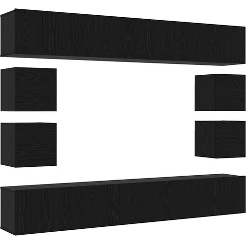  Set TV komoda Zidne 8 pcs Crni hrast Konstruirano drvo Slike