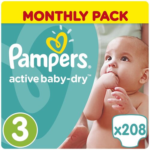 Pampers plenice ABD Active Baby Dry, mesečno pakiranje S3, 208 kos Cene