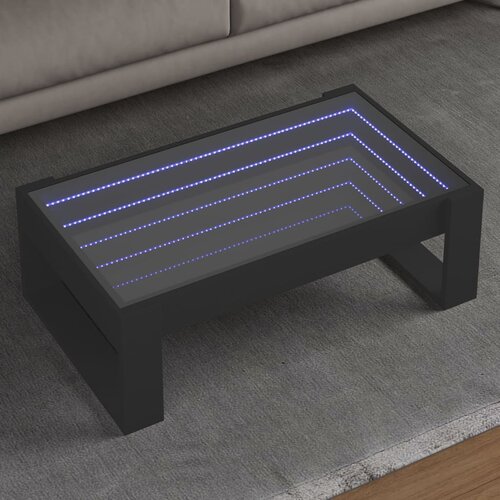 VidaXL Klubska mizica z neskončnimi LED črna 90x53x30 cm Slike