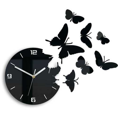 Moderni zidni sat butterflie 3D black (samoleplji satovi za) Slike