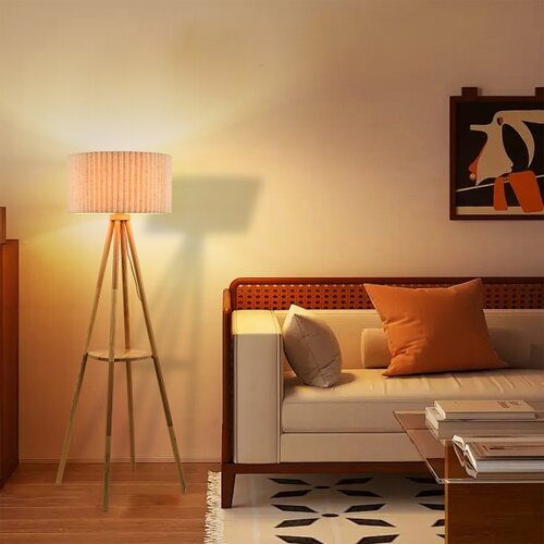  Brilagi - Stojeća lampa NORDIC WAVE 1xE27/15W/230V drvo/lan Slike