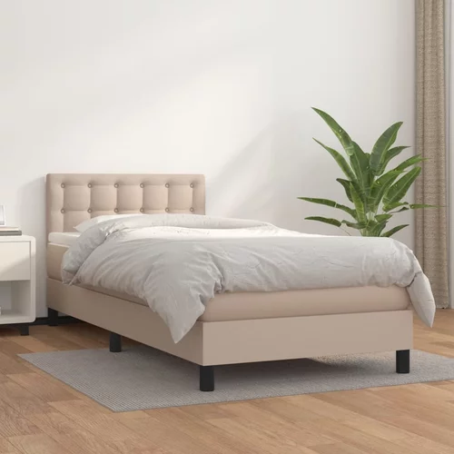 Krevet s oprugama i madrac cappuccino 90x200 cm od umjetne kože