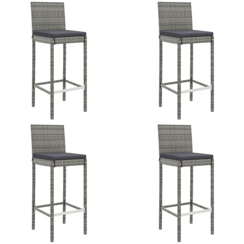  5-dijelni vrtni barski set od poliratana s jastucima sivi Siva 110 cm table length Slike