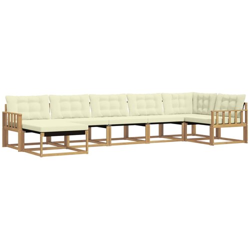 vidaXL Zunanja garnitura za sedenje z blazino 7 pcs Bela in krem, (5000280411) Cene