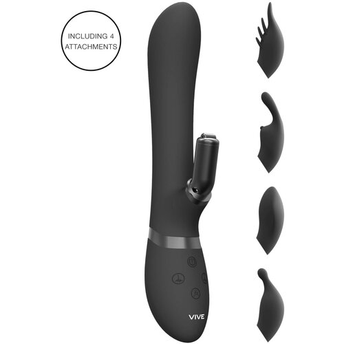 VIVE Chou - Vodoodporni vibrator na baterije z izmenljivimi glavami (črn) Cene