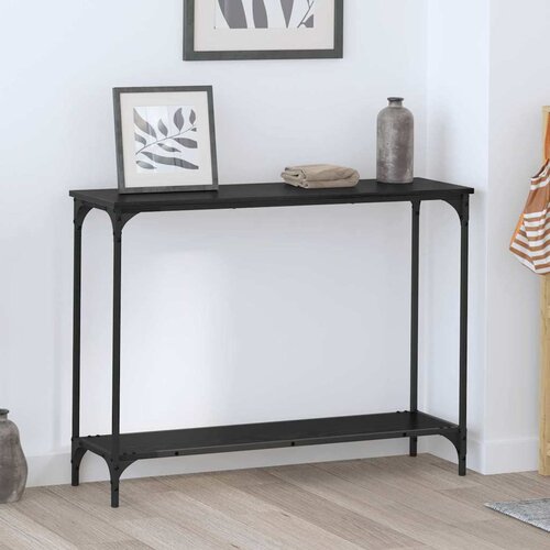 VidaXL Konzolna stolica s policom Crni hrast 101 x 30.5 x 75 cm Slike