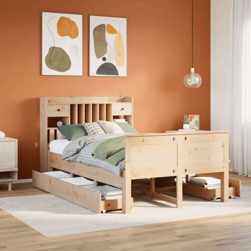 vidaXL Posteljni okvir brez vzmetnice 135x190 cm trdna borovina Cene