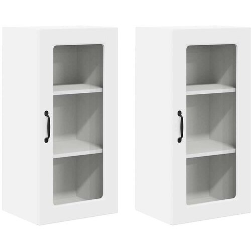 VidaXL zidni kuhinjski ormarić s policom 2 pcs bijelo 40 x 31 x 80 cm Slike