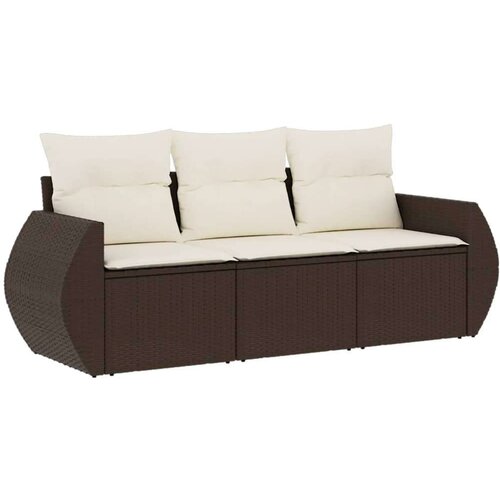 VidaXL 3-dijelni set vrtnih sofa s jastucima smeđi od poliratana Slike
