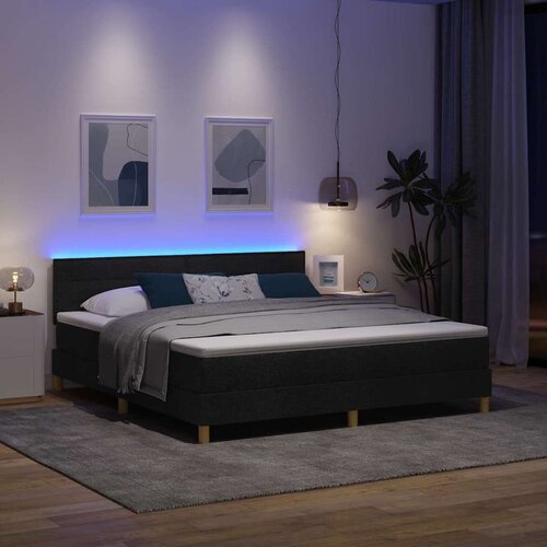 VidaXL LED Box Spring Krevet s madracem Crna 180 x 200 cm tkanina - Crna 180 x 200 cm Dizajn linija Slike