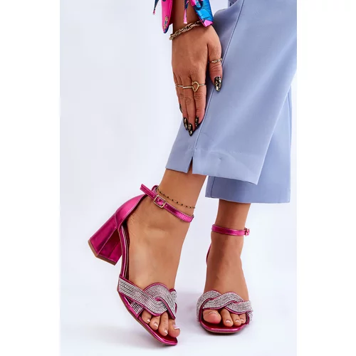 Kesi Low-heeled sandals with rhinestones fuchsia monra